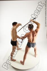 Underwear Fighting Man - Man White Standing poses - ALL Muscular Short Brown Standing poses - simple Dynamic poses Academic